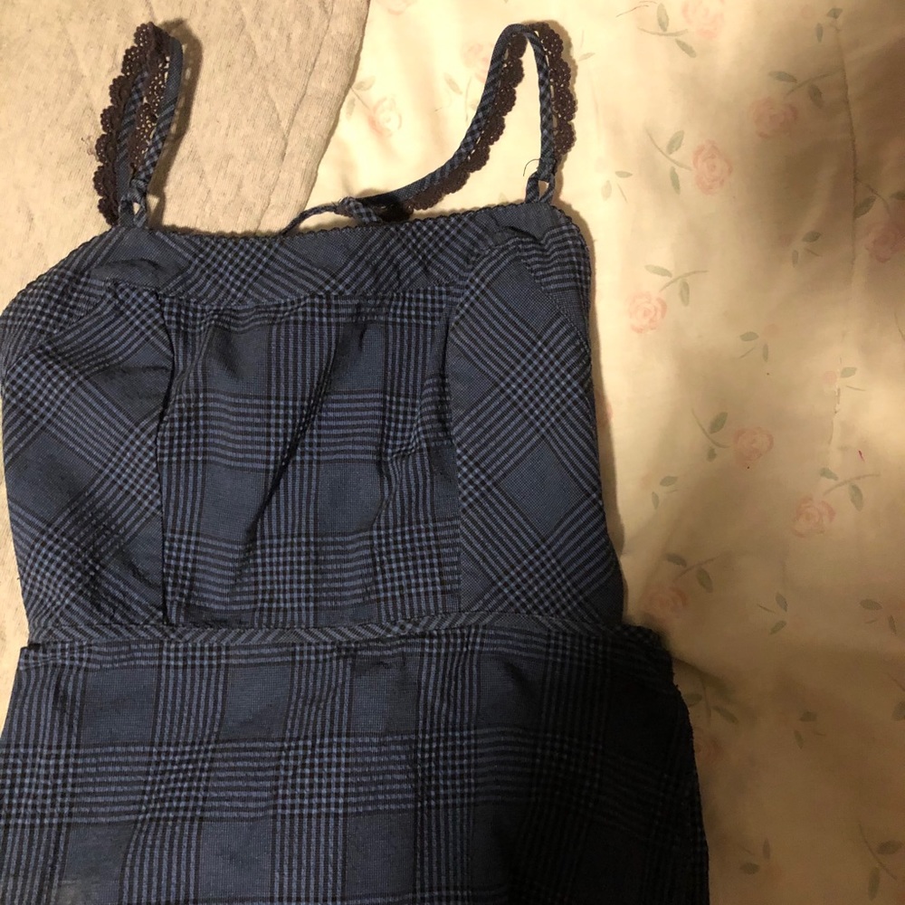 Free People blue backless gingham dress